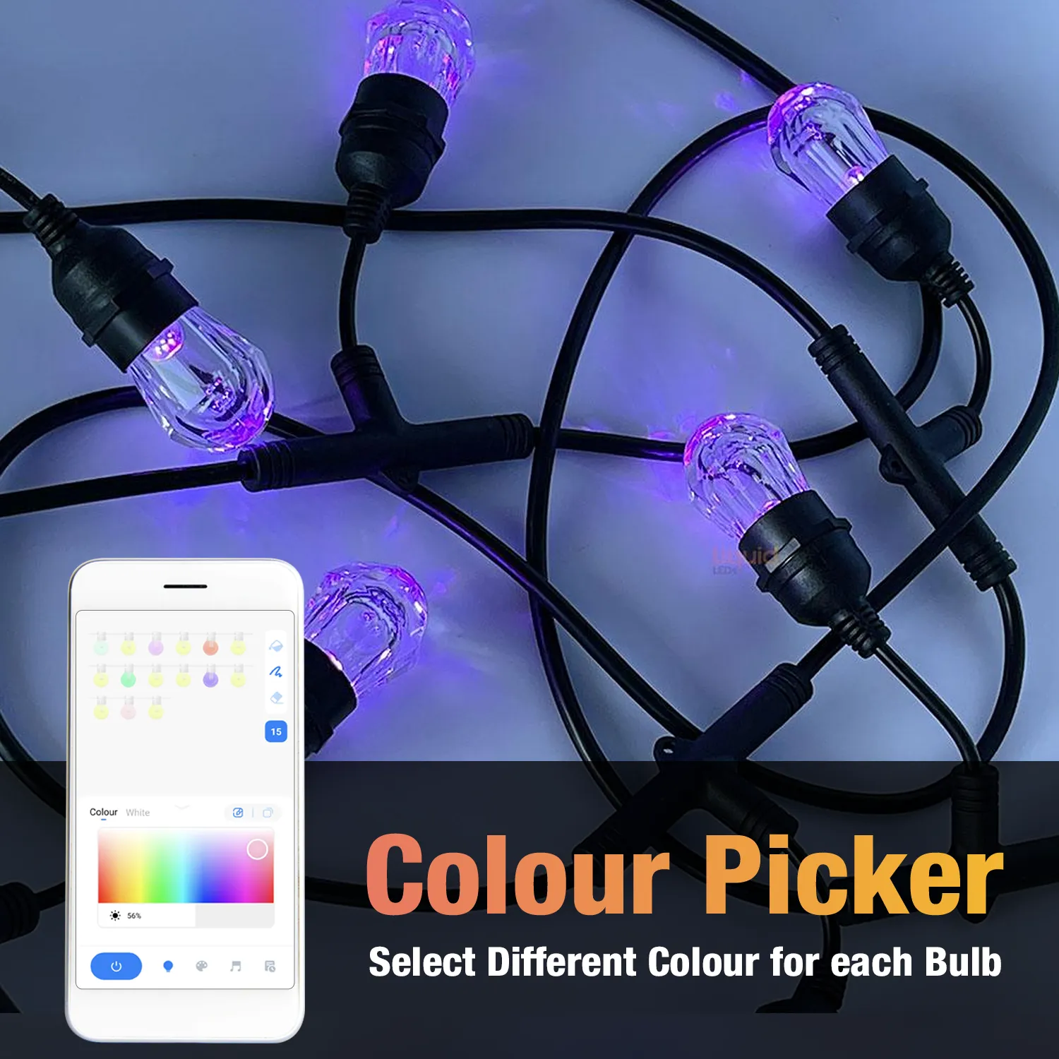 15m Smart Festoon String Lights with 15 LED Bulbs