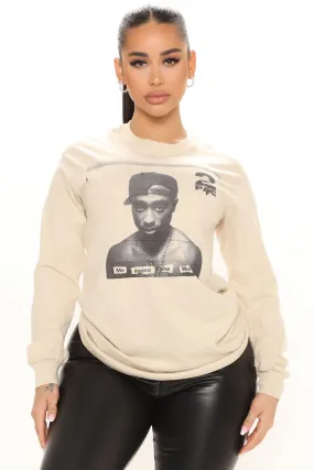 2Pac Me Against The World Long Sleeve Top - Sand