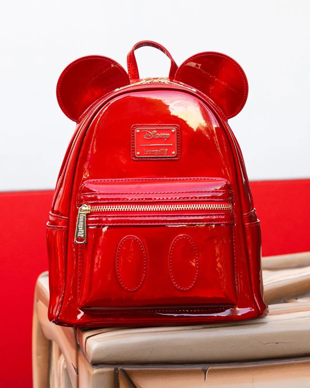 707 Street Exclusive - Loungefly Disney Mickey Mouse Holographic Series Mini Backpack - Ruby