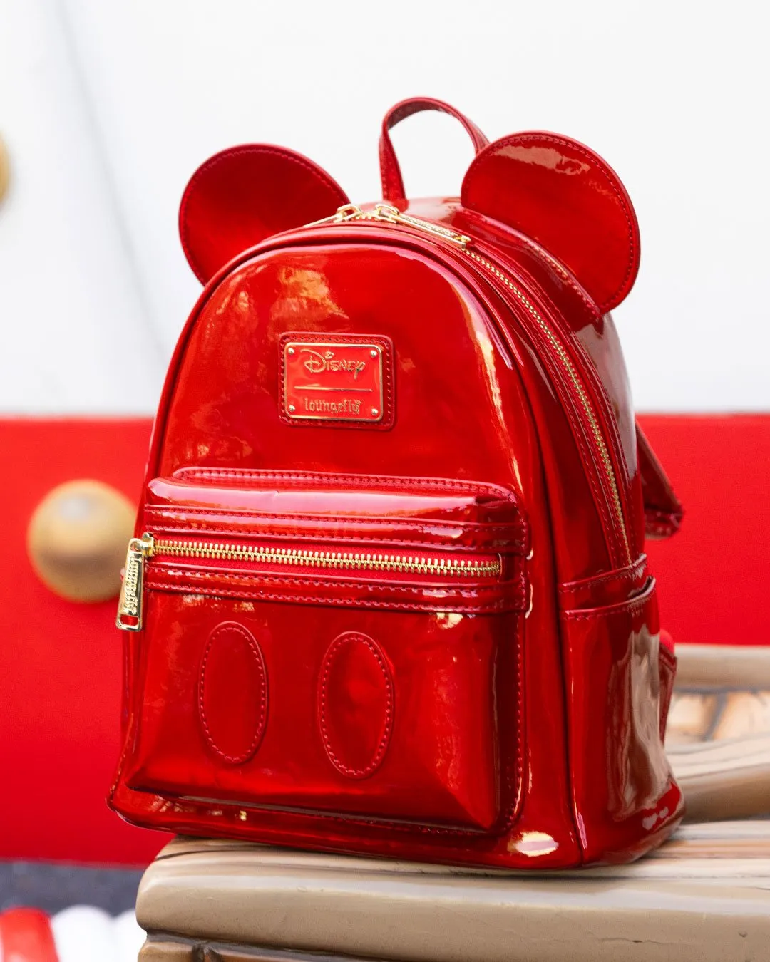 707 Street Exclusive - Loungefly Disney Mickey Mouse Holographic Series Mini Backpack - Ruby