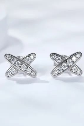 925 Sterling Silver X-Shape Moissanite Earrings