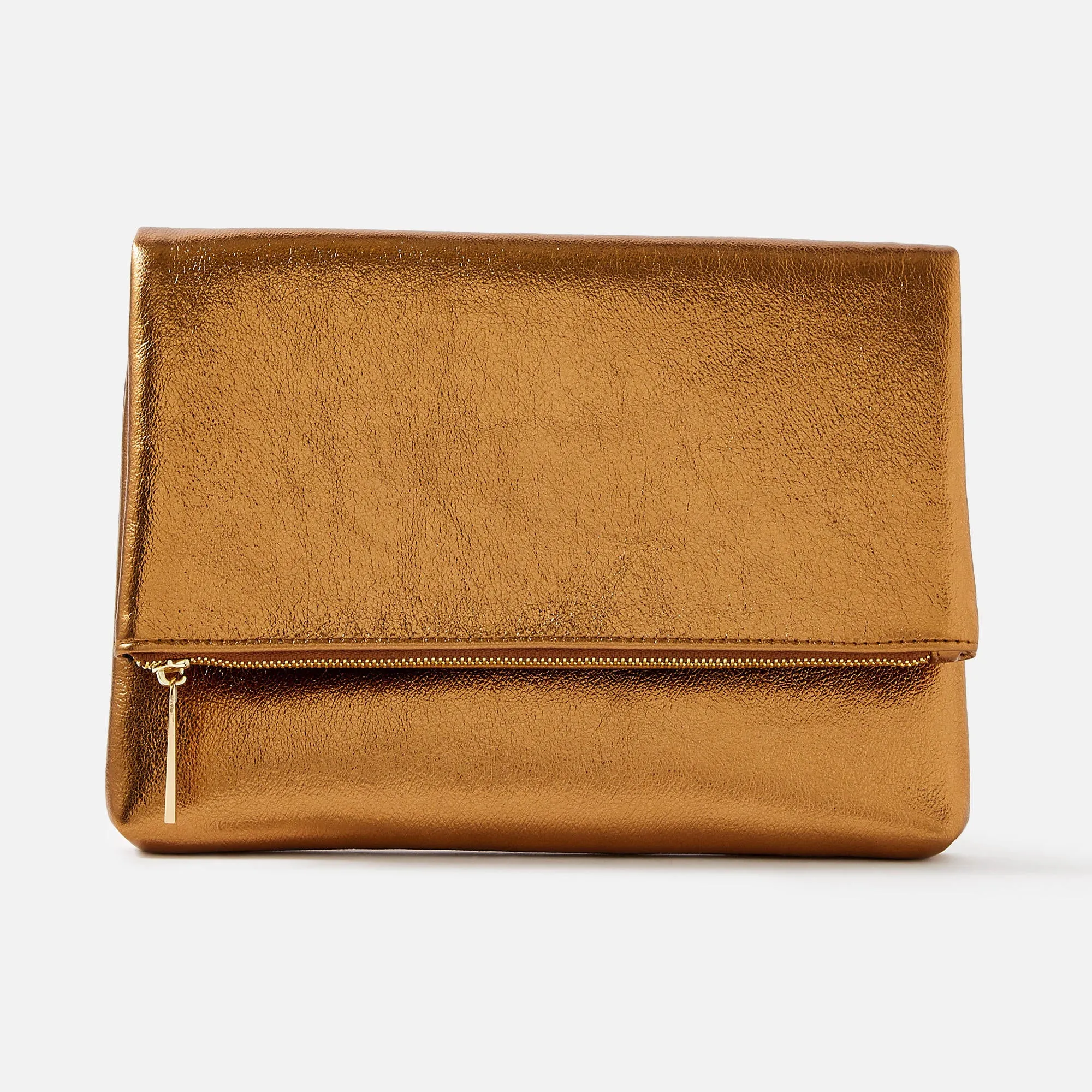 Accessorize London Foldover Clutch Bag Bronze