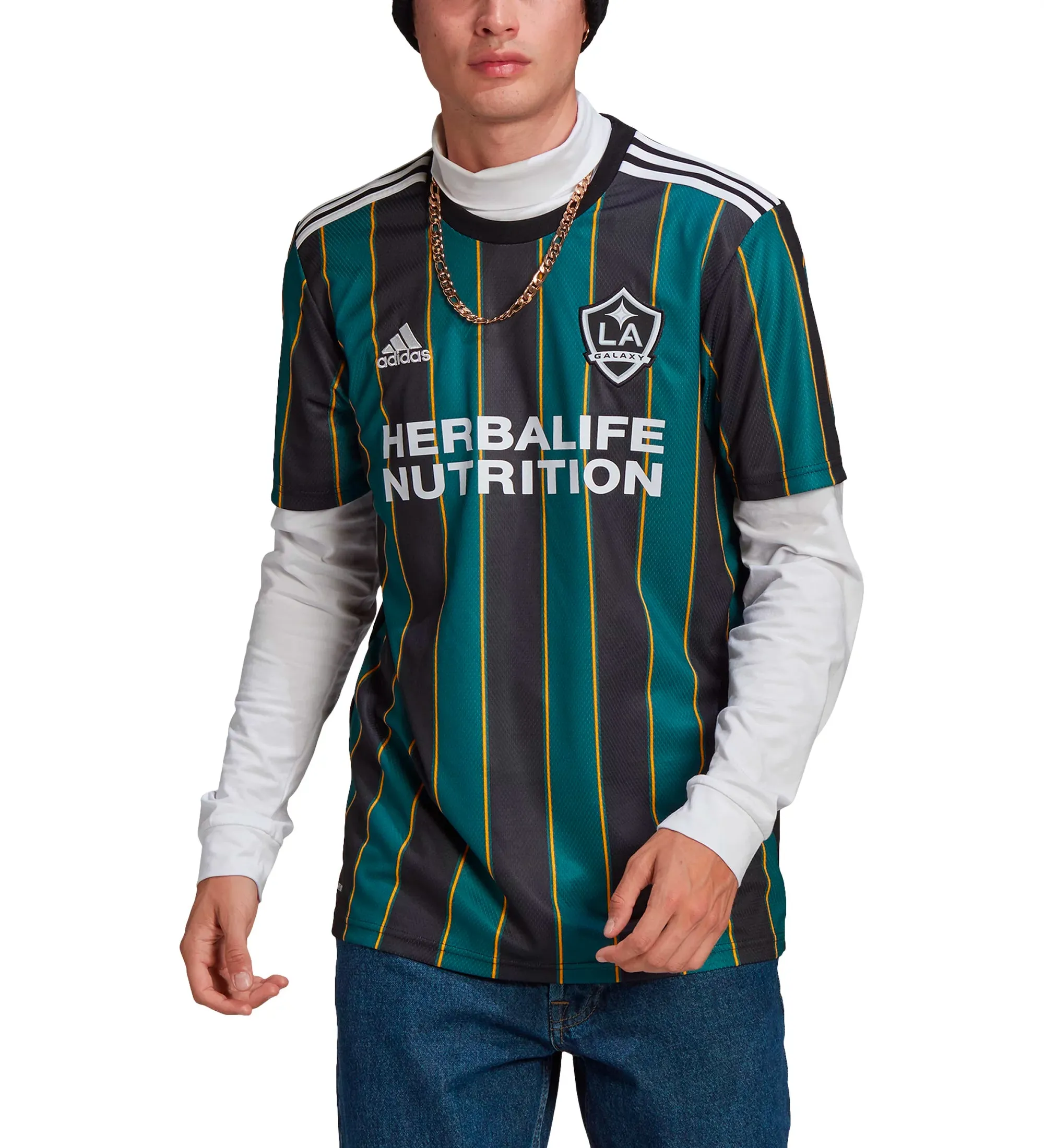 adidas Men's LA Galaxy 2021/22 Away Jersey Black/Tech Green