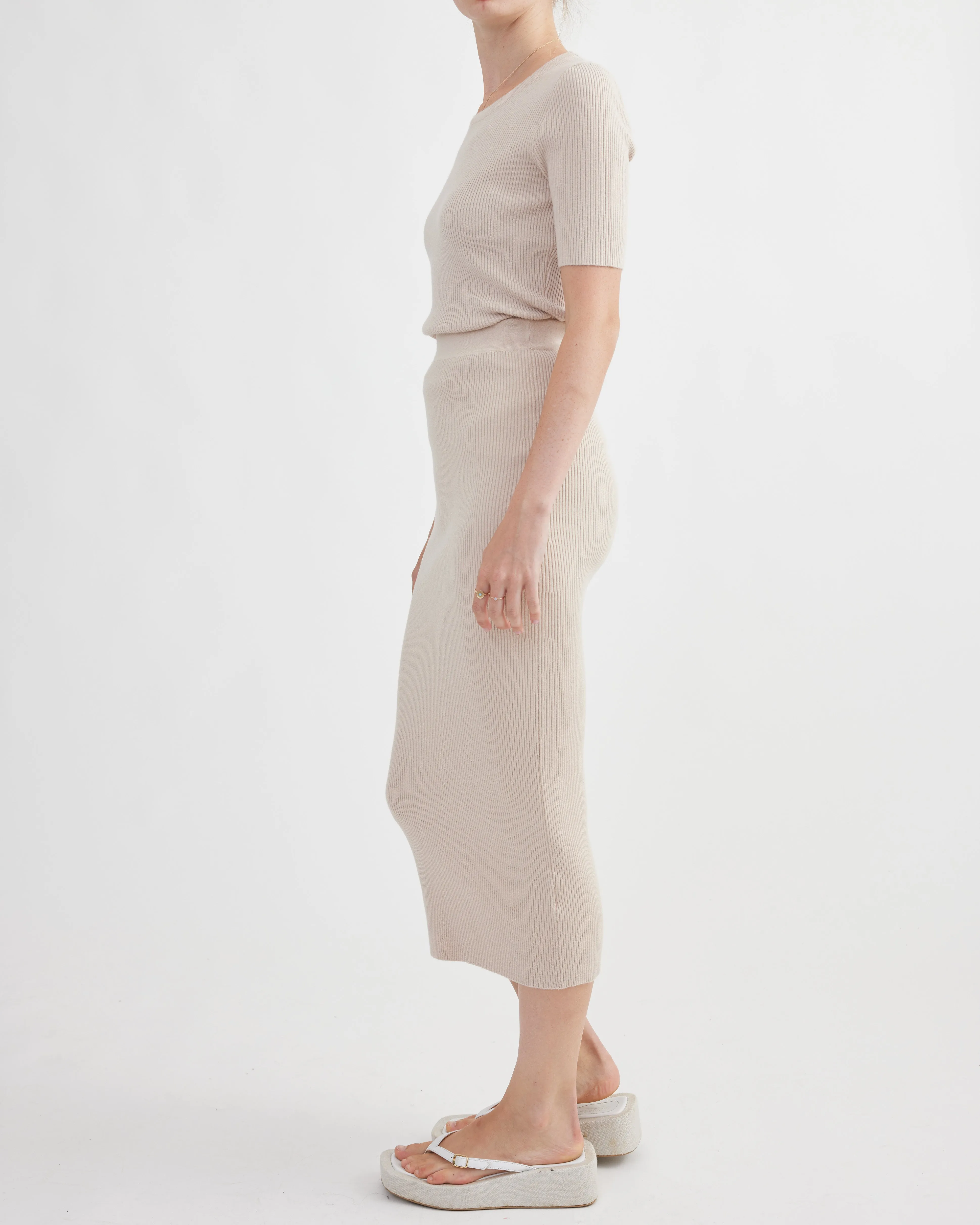 Afina Knit Skirt - Beige