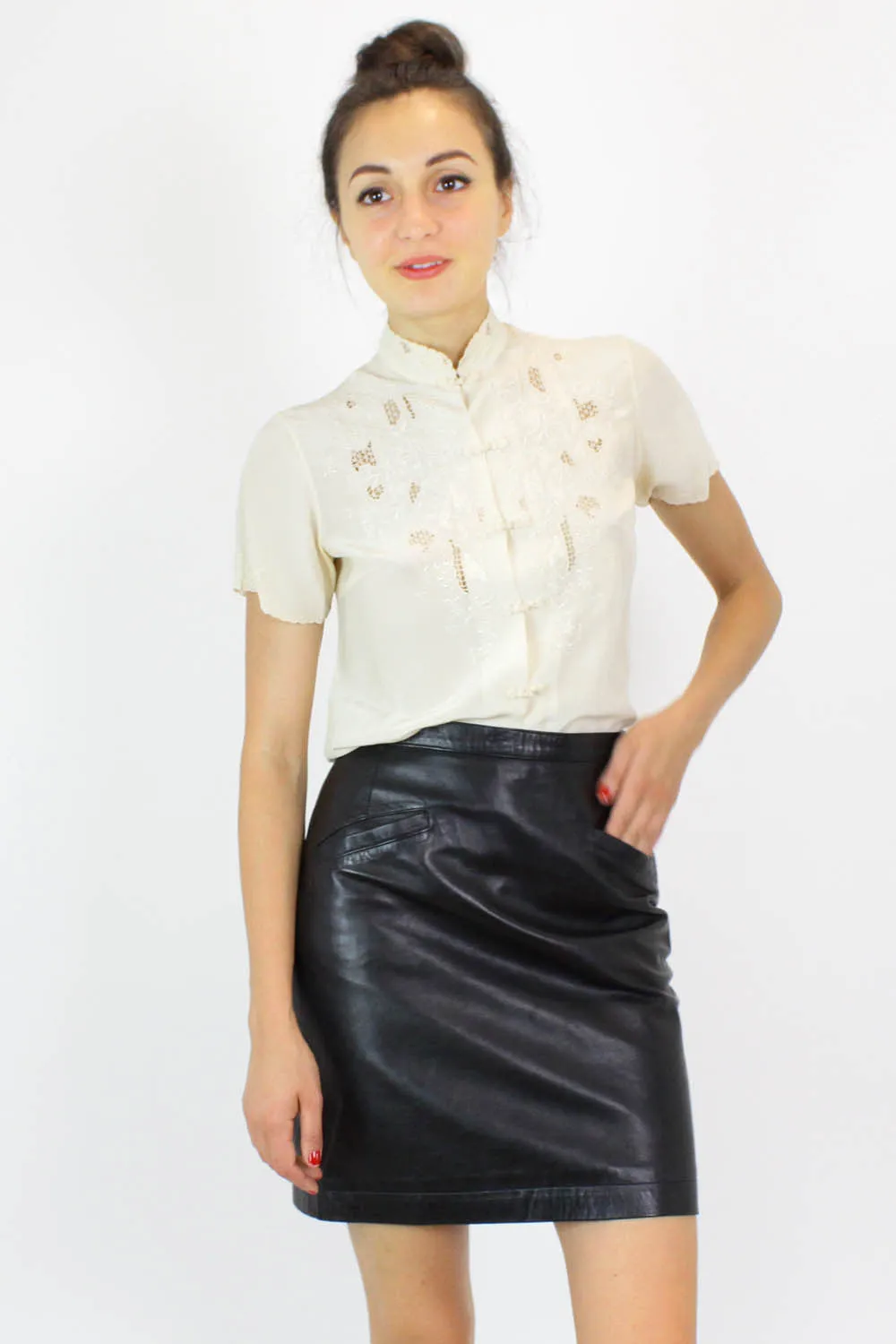 agnes b. leather skirt S