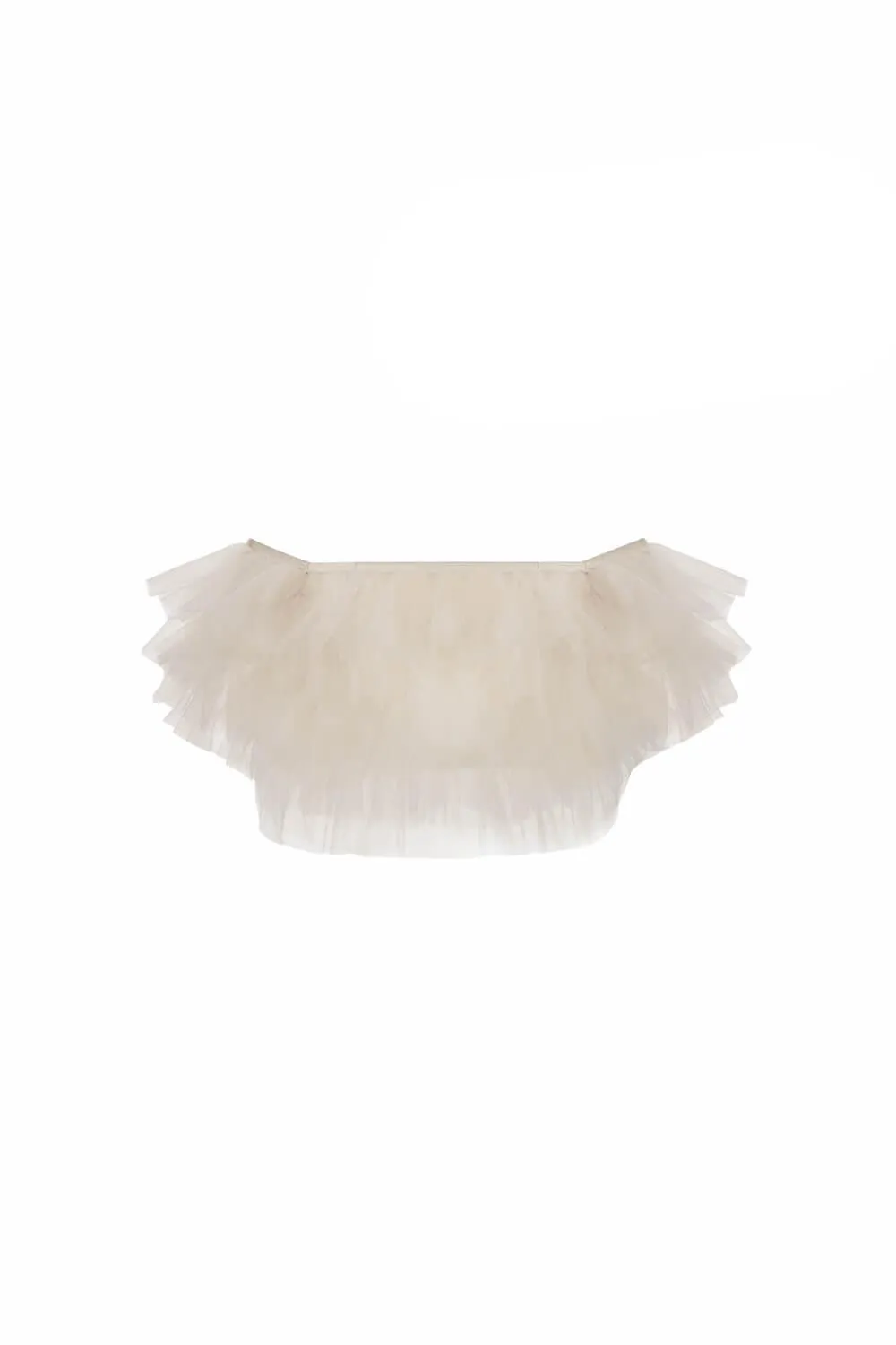 Almira Pleated Ruffled Tulle Crop Top