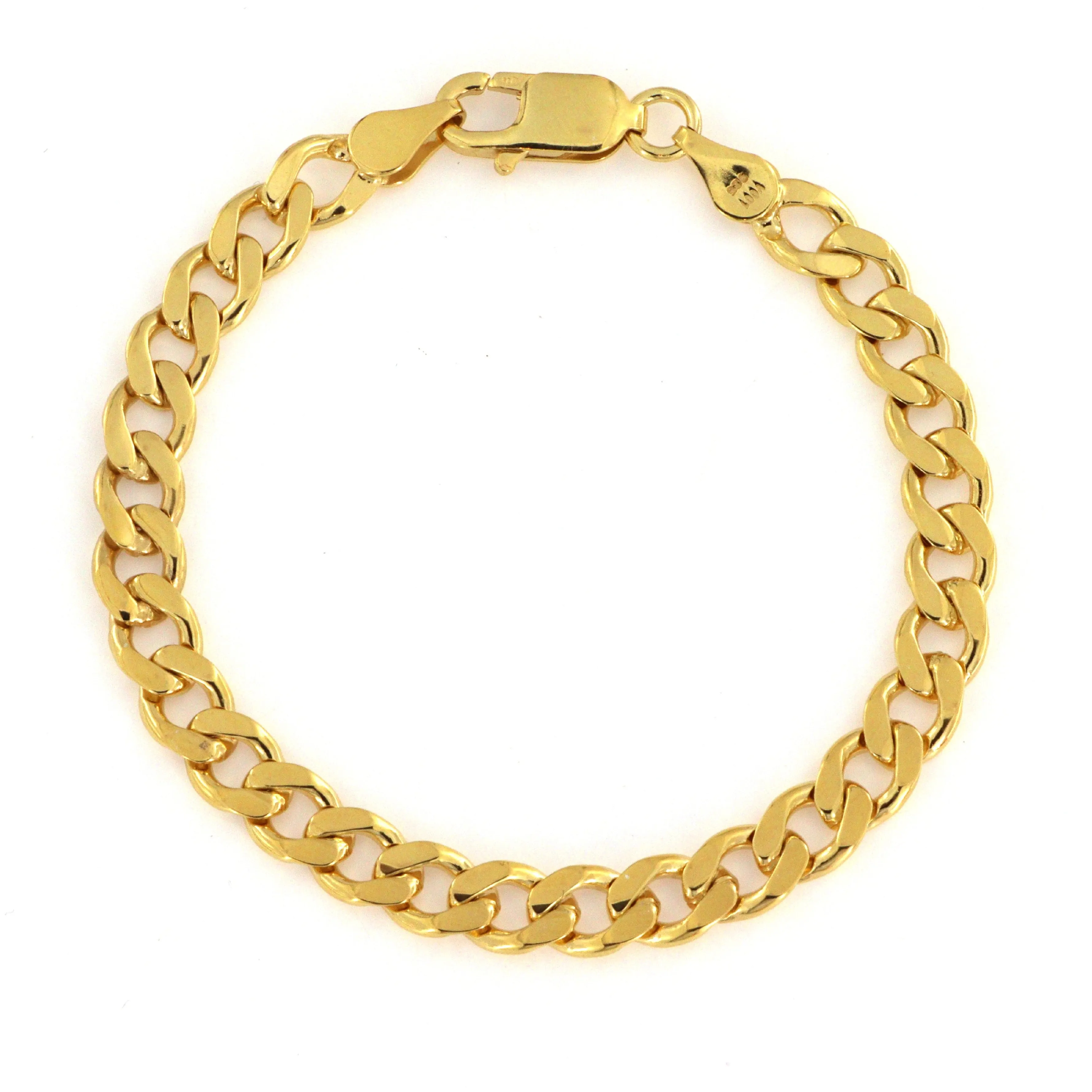 Armbånd, Chunky Panser Facet Kæde, forgyldt sterlingsølv, 17-21 cm/6,6 mm