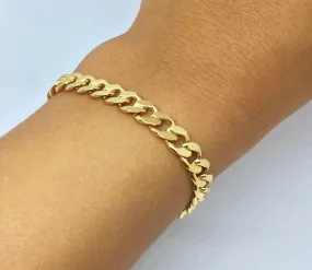 Armbånd, Chunky Panser Facet Kæde, forgyldt sterlingsølv, 17-21 cm/6,6 mm