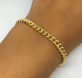 Armbånd, Panser Facet Kæde, forgyldt messing, 16-21 cm/4,4 mm