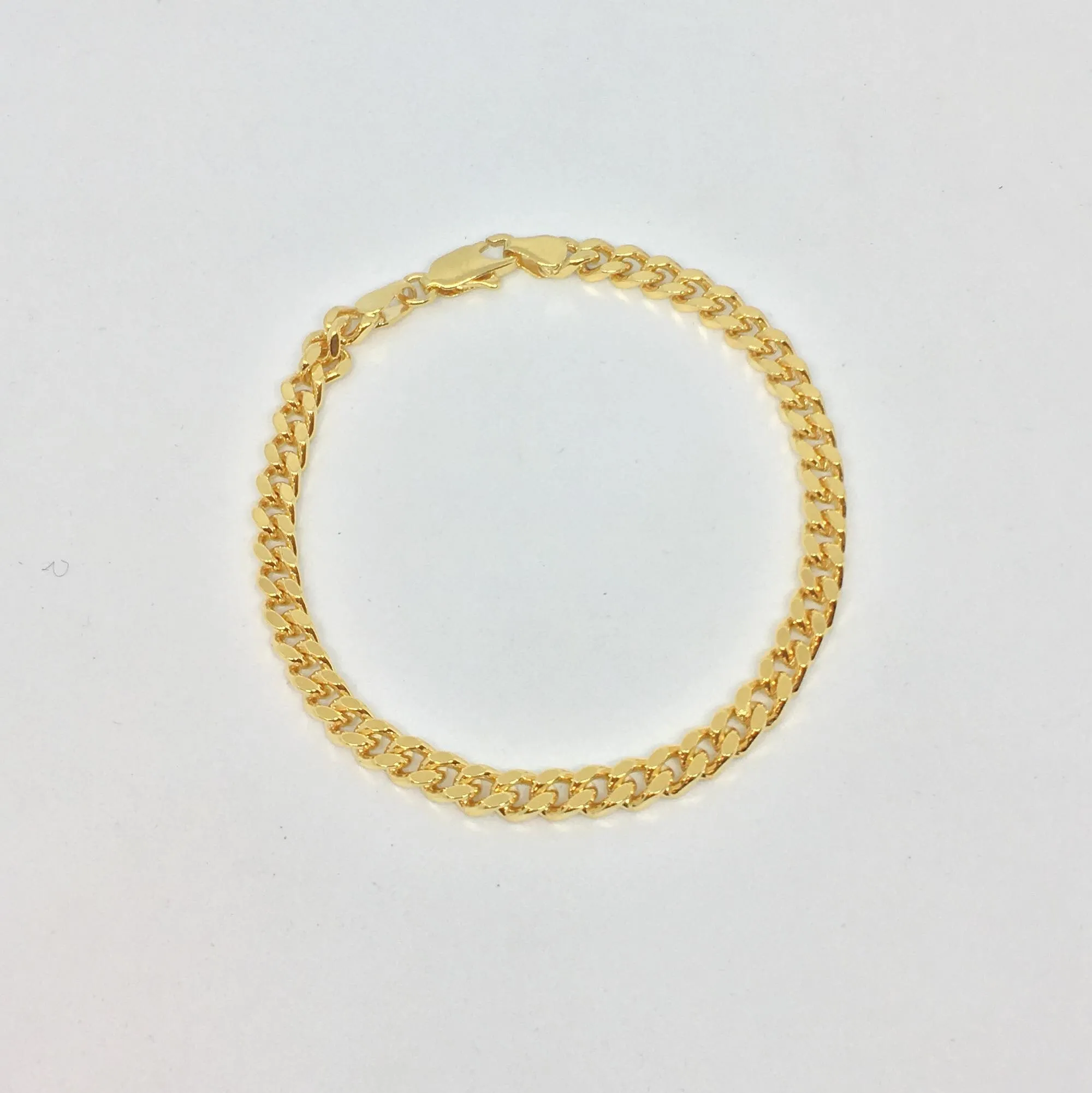 Armbånd, Panser Facet Kæde, forgyldt messing, 16-21 cm/4,4 mm