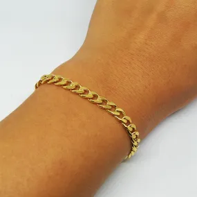 Armbånd, Panser Facet Kæde, forgyldt sterlingsølv, 16-22 cm/5,4 mm