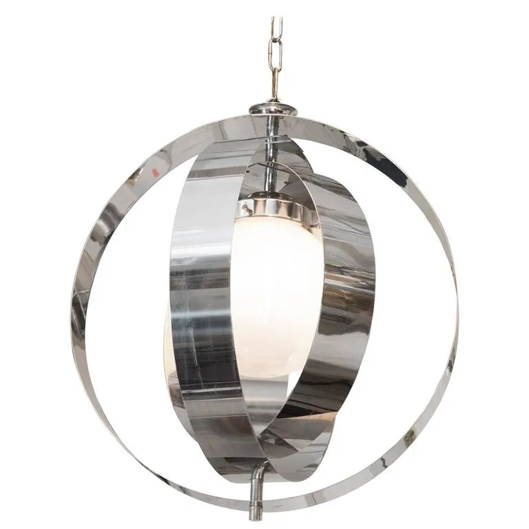 Armillary Style 1970s Pendant Light in Chrome