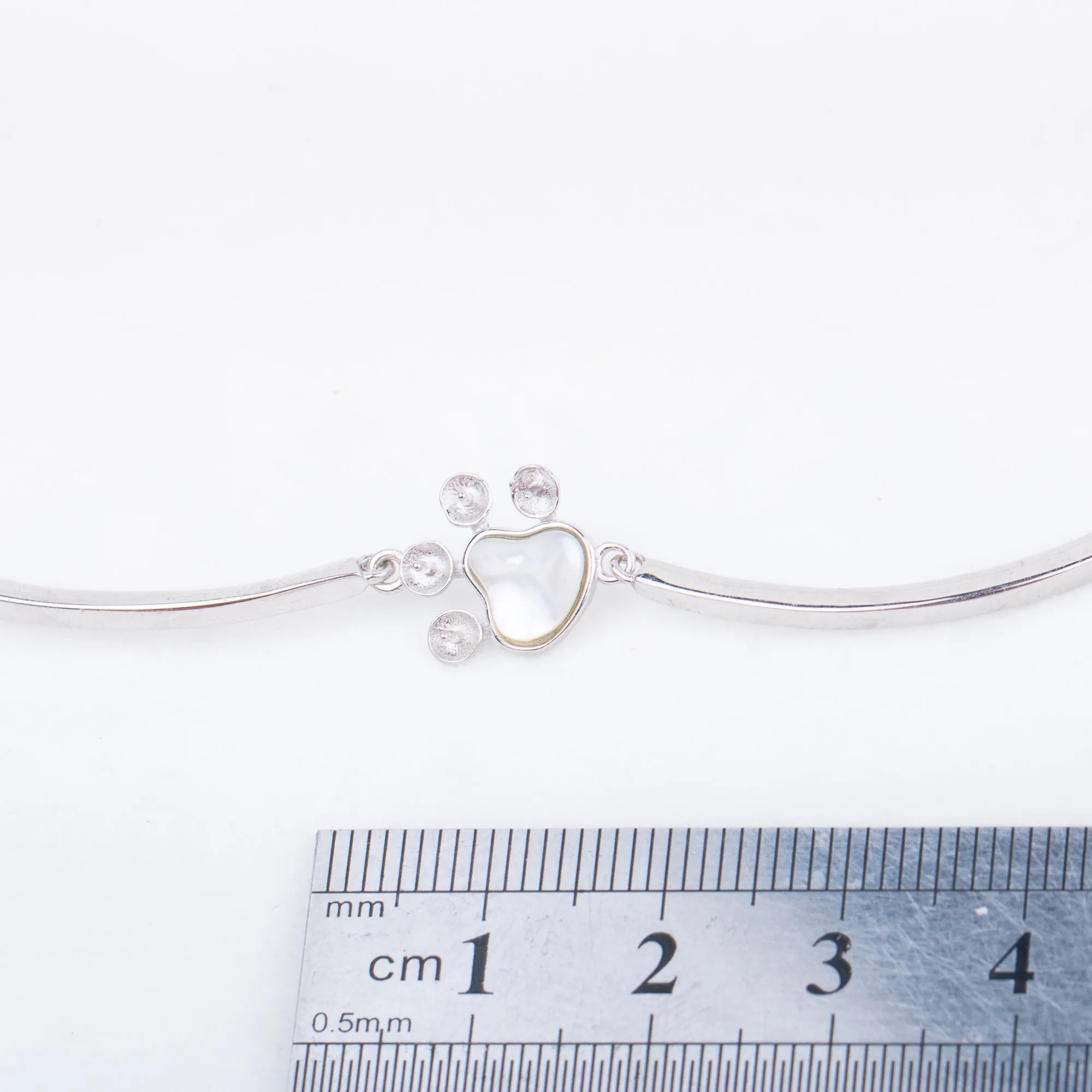 b010177 DIY 3-4mm Natural Freshwater pearl bracelet accessory 925 sterling silver paw shape bracelet