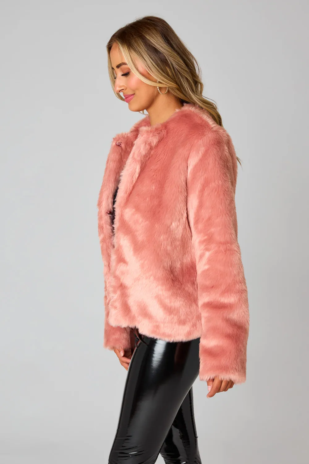 Baddie Faux Fur Jacket - Champagne