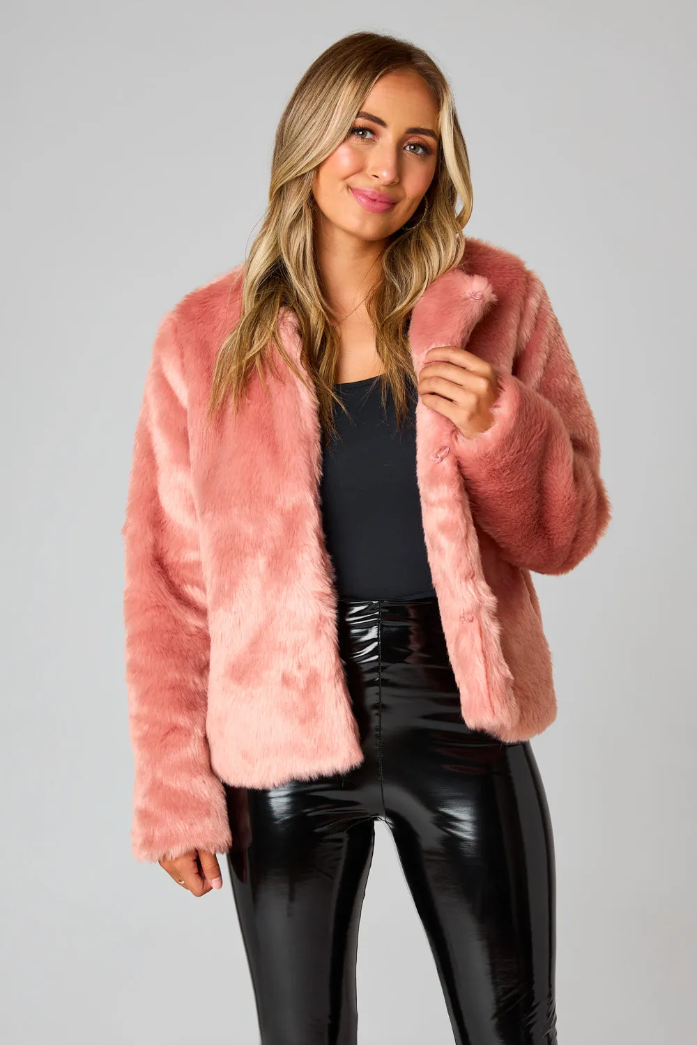 Baddie Faux Fur Jacket - Champagne