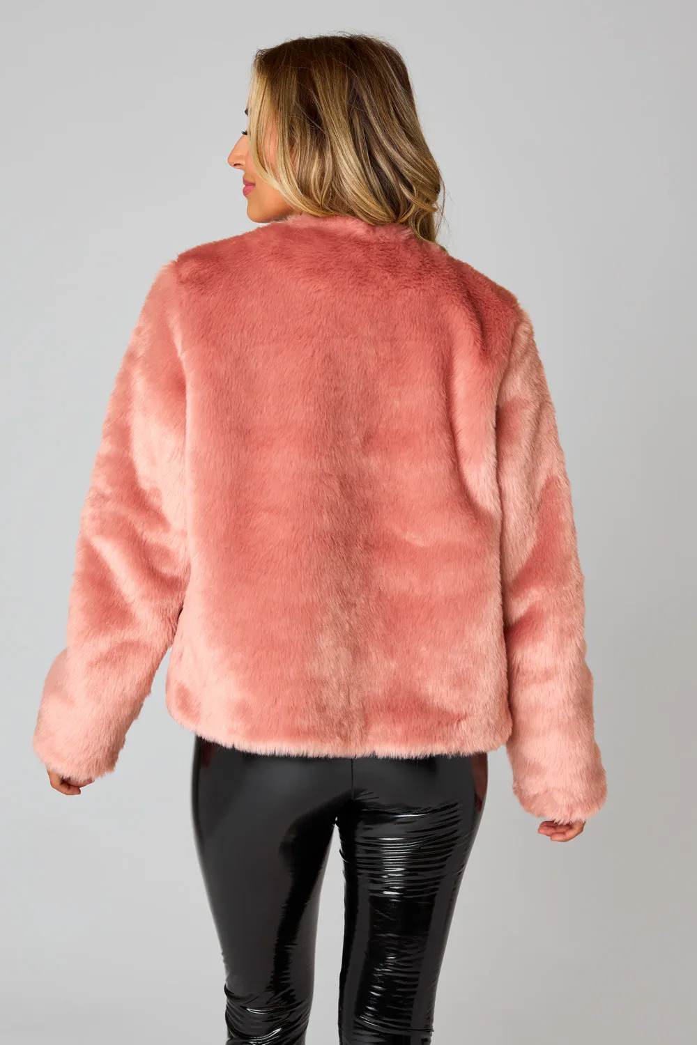 Baddie Faux Fur Jacket - Champagne