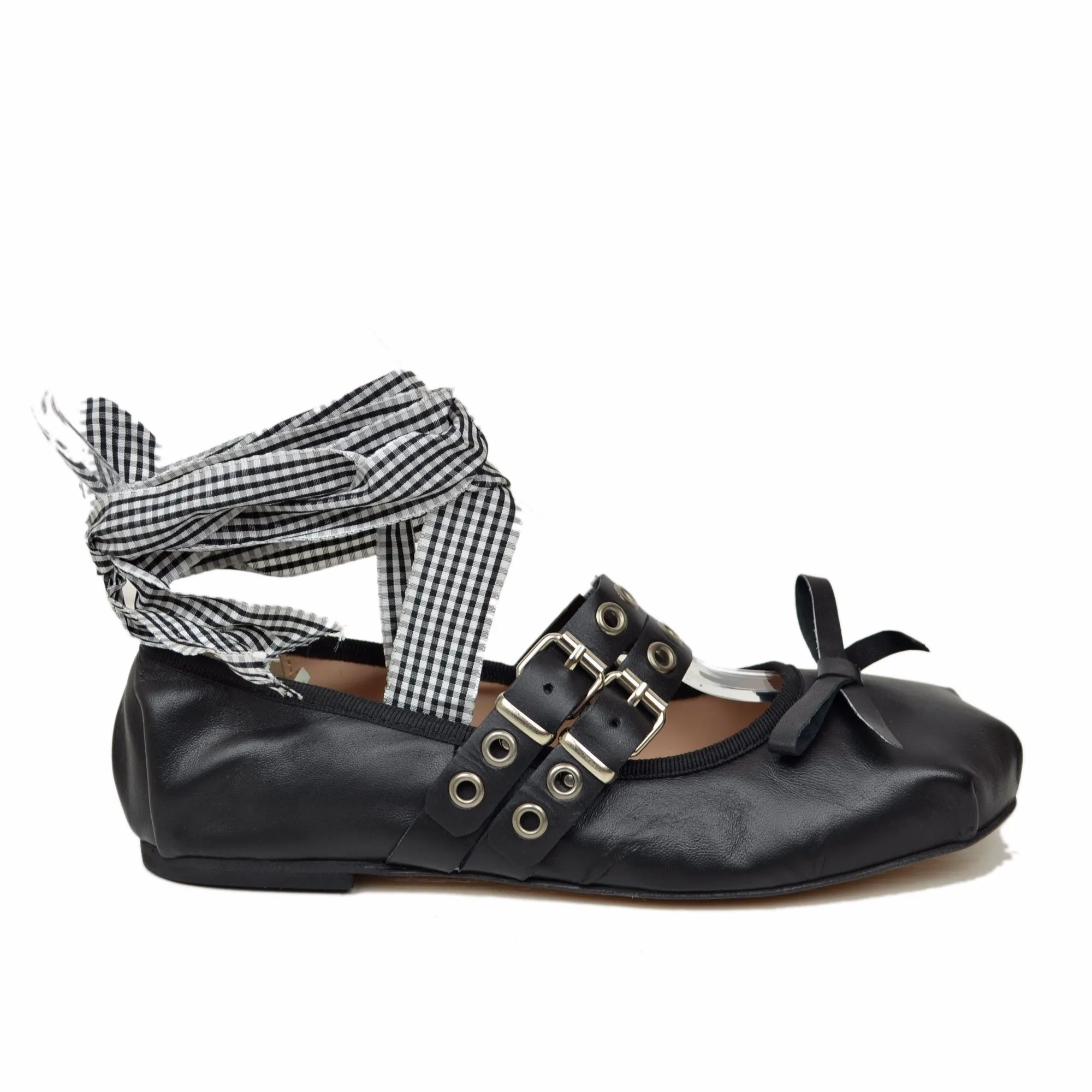 Ballerine Schiava DIVINE FOLLIE  color Nero in Pelle Nappa Punta Quadrata