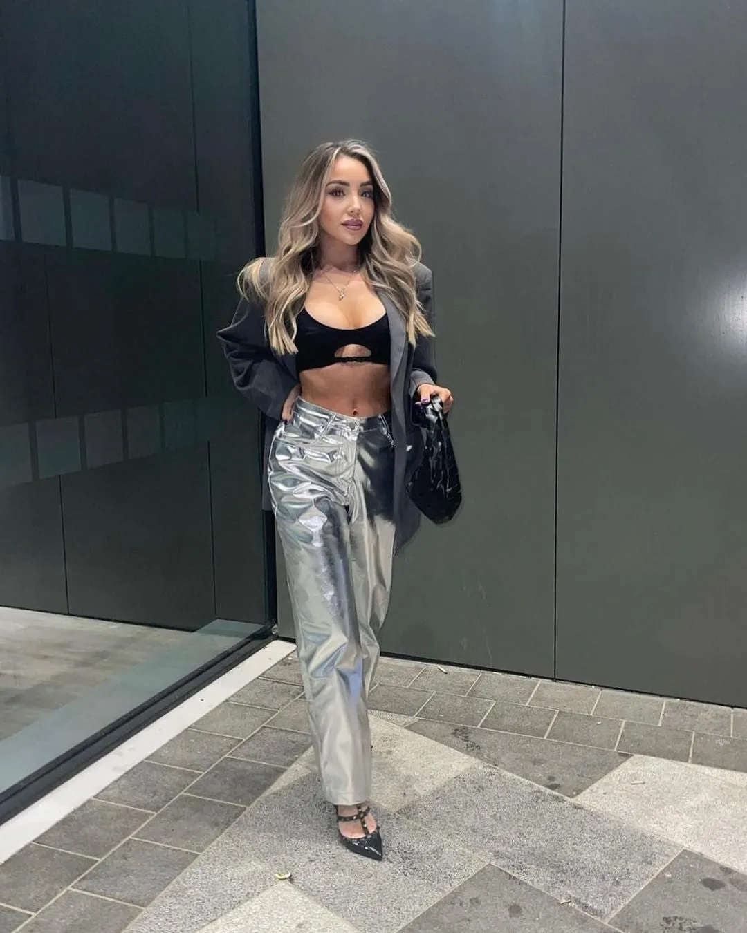 Bey Silver Metallic Trousers