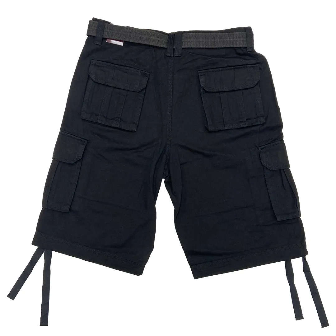 Black Military Cargo Shorts with Pockets