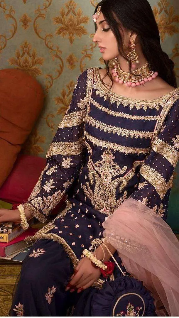 Blue Designer Pakistani Style Party Wear Salawar Kameez