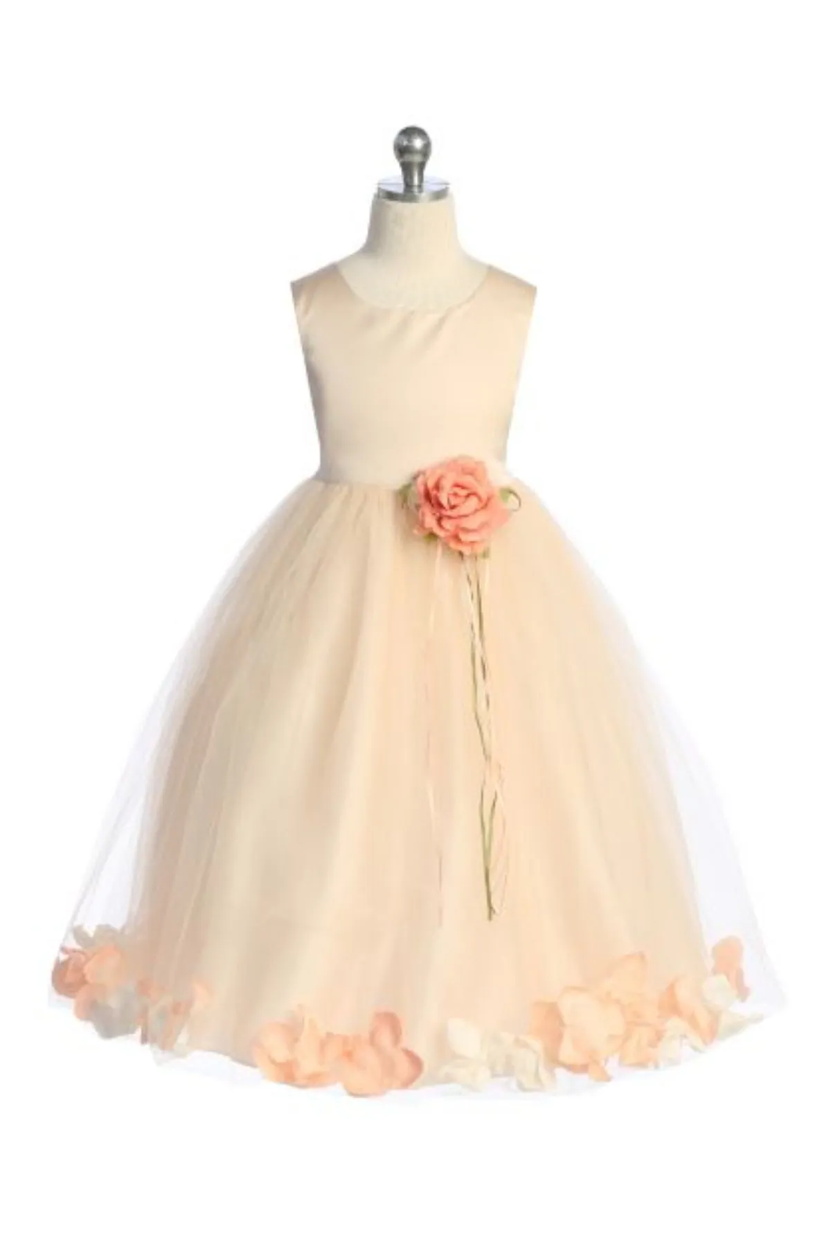 Blush Satin Flower Petal Baby Dress