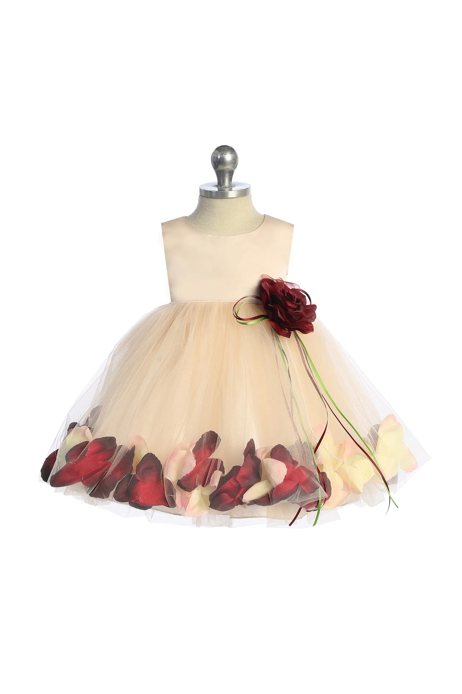 Blush Satin Flower Petal Baby Dress