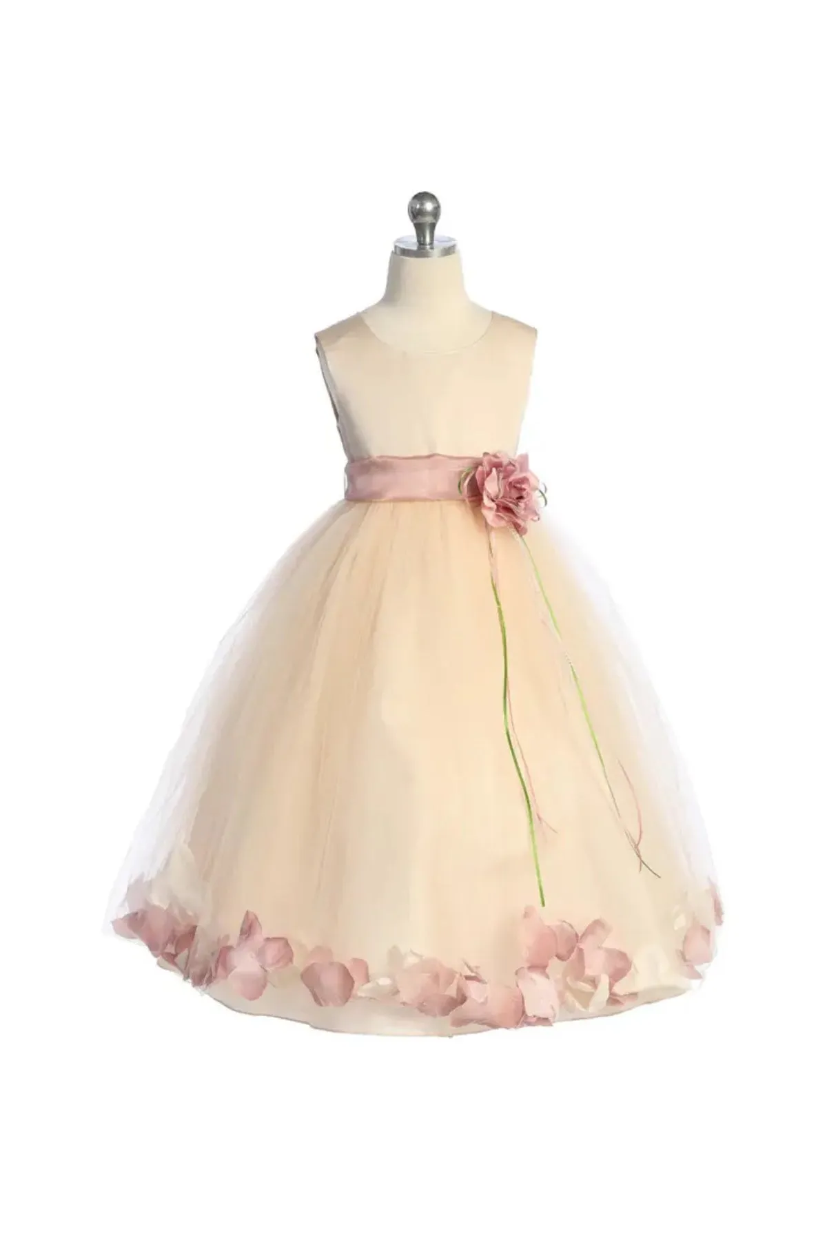 Blush Satin Flower Petal Baby Dress