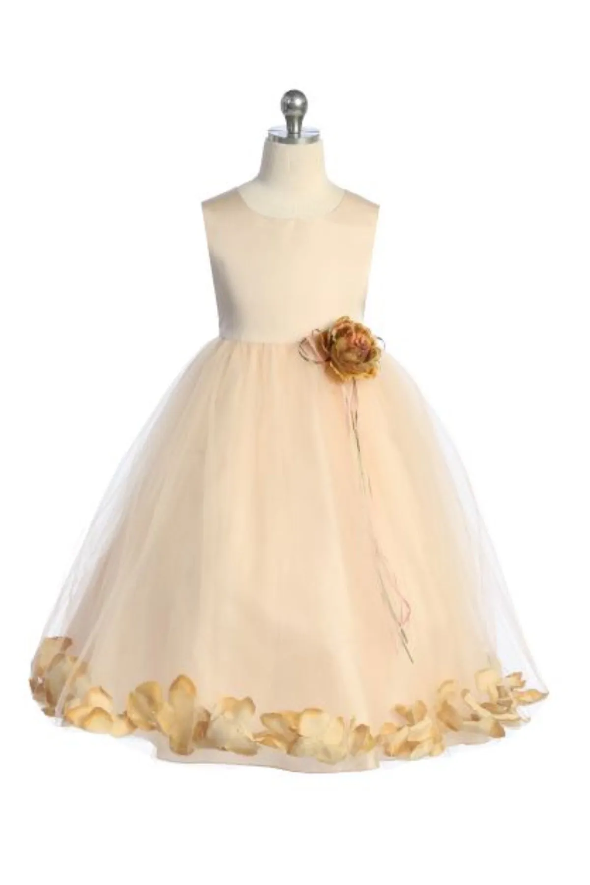 Blush Satin Flower Petal Baby Dress