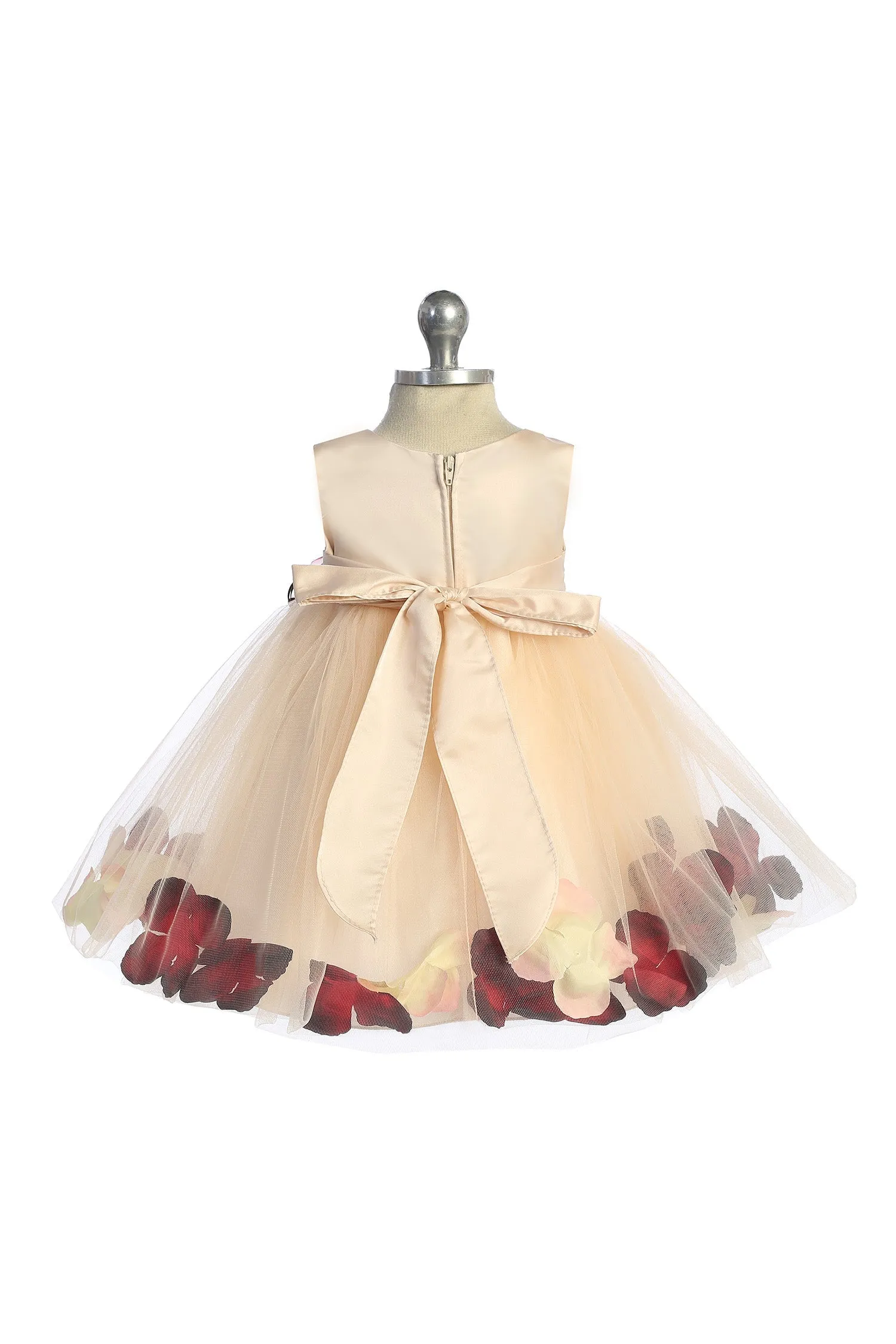 Blush Satin Flower Petal Baby Dress