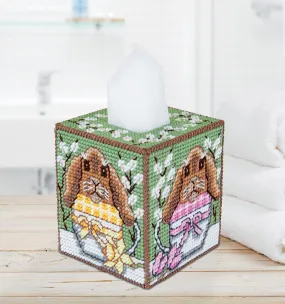 Bunny Cups Plastic Canvas Tissue Box Cover Kit