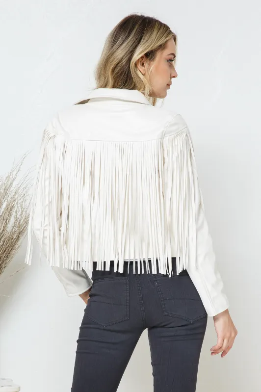 Carly Faux Leather Moto Fringe Jacket - Final Sale 50% off AS IS