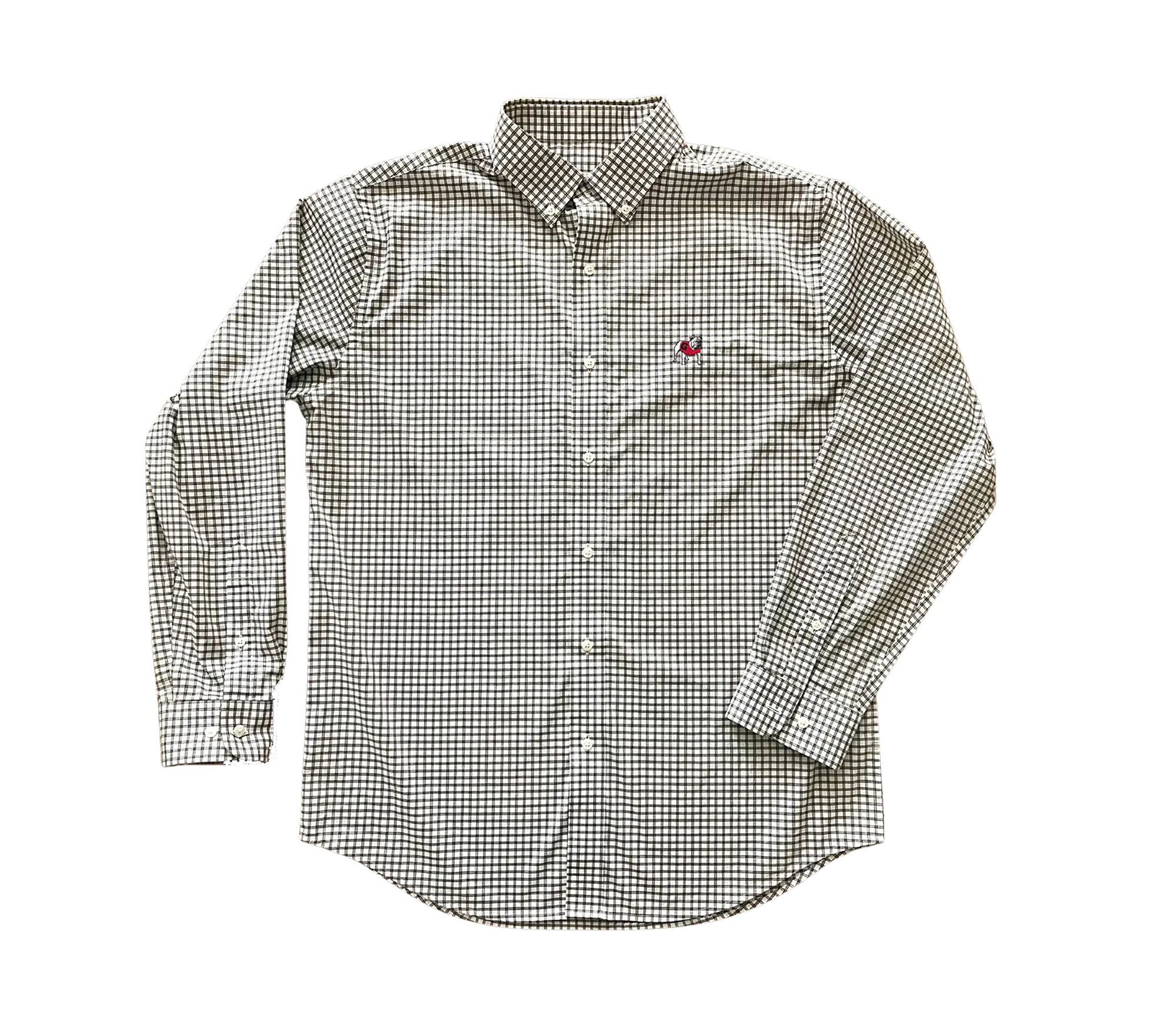 Charcoal & White Performance Button Down- Standing Dawg