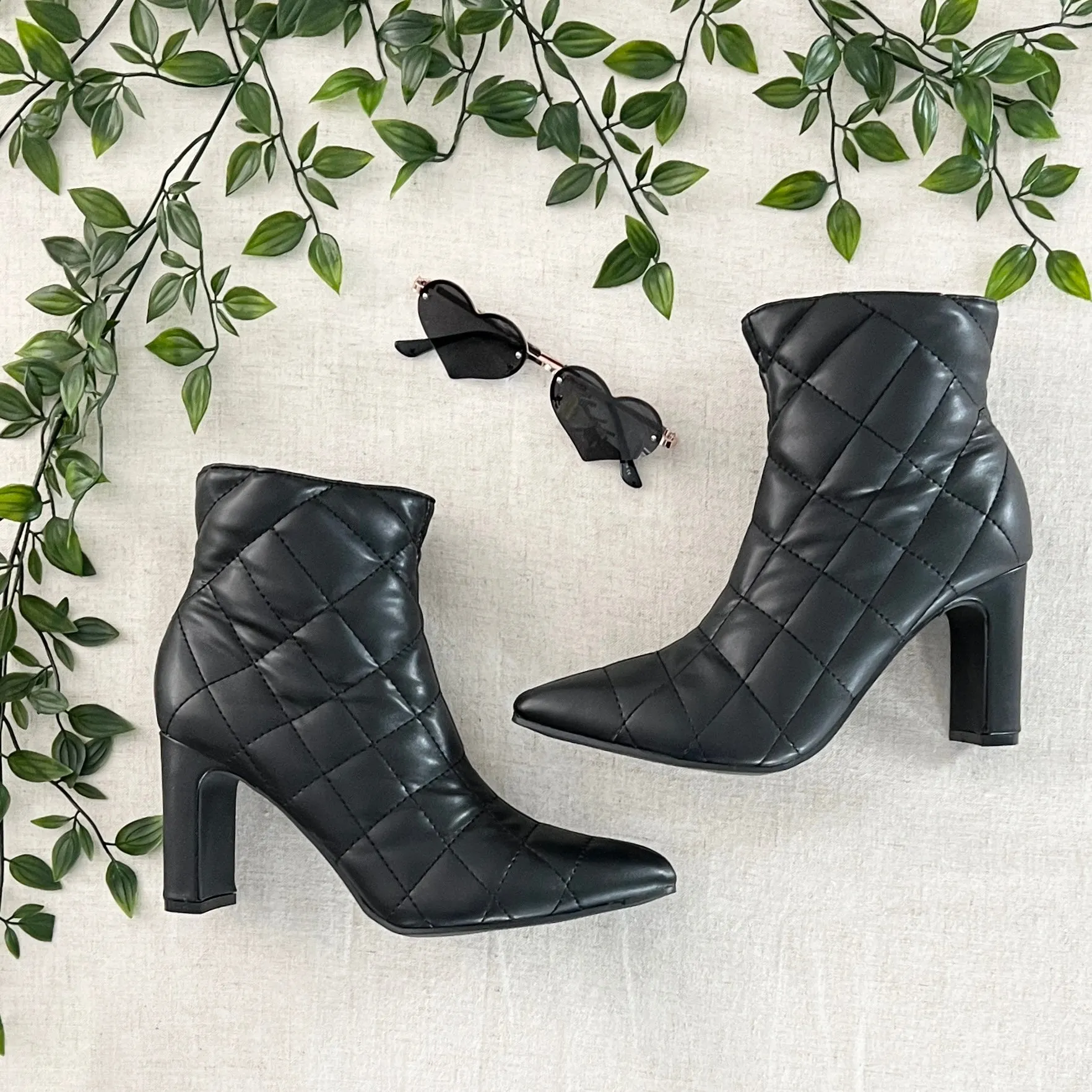 Coco Quilted Booties - Black