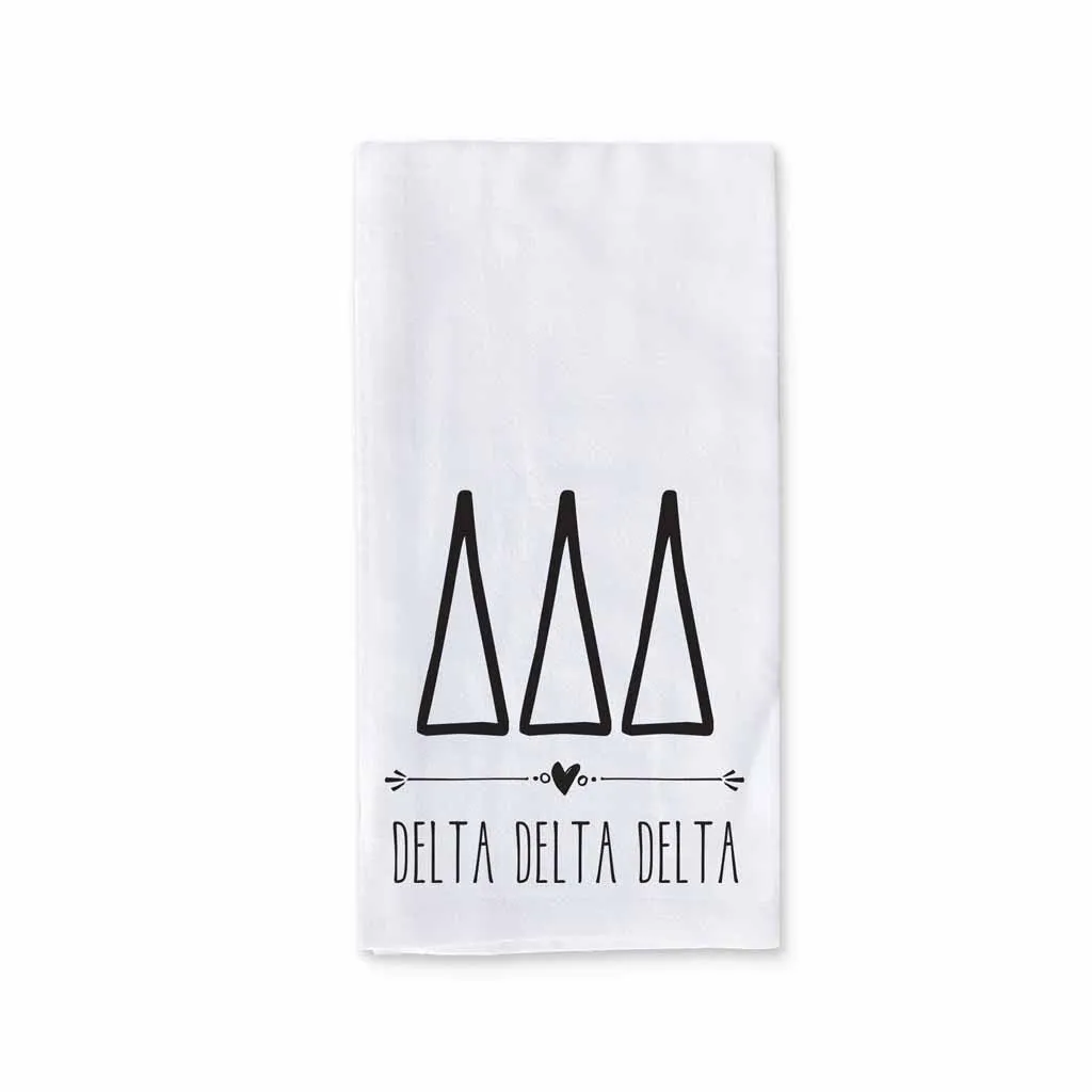 Delta Delta Delta Sorority Kitchen Towel with Boho Design