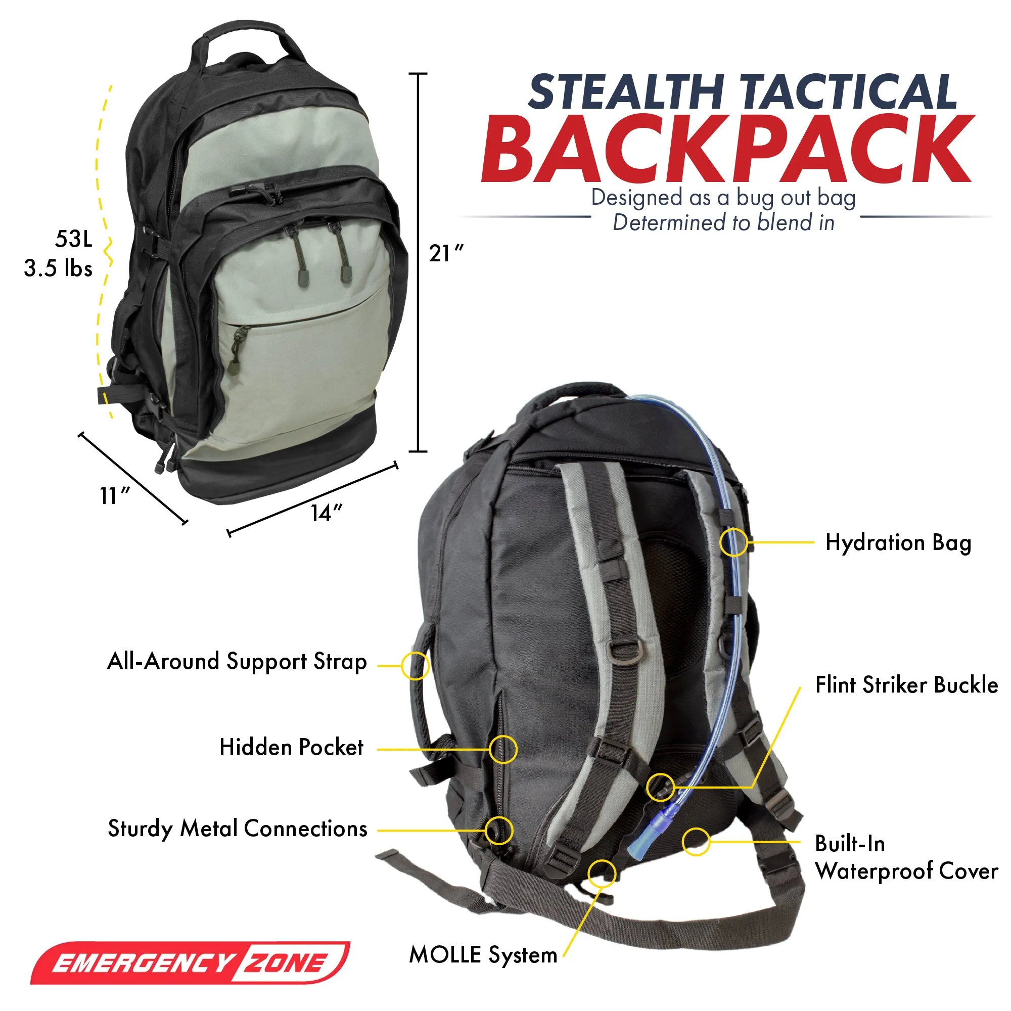 Deluxe Urban Survival Kit - Tactical Backpack