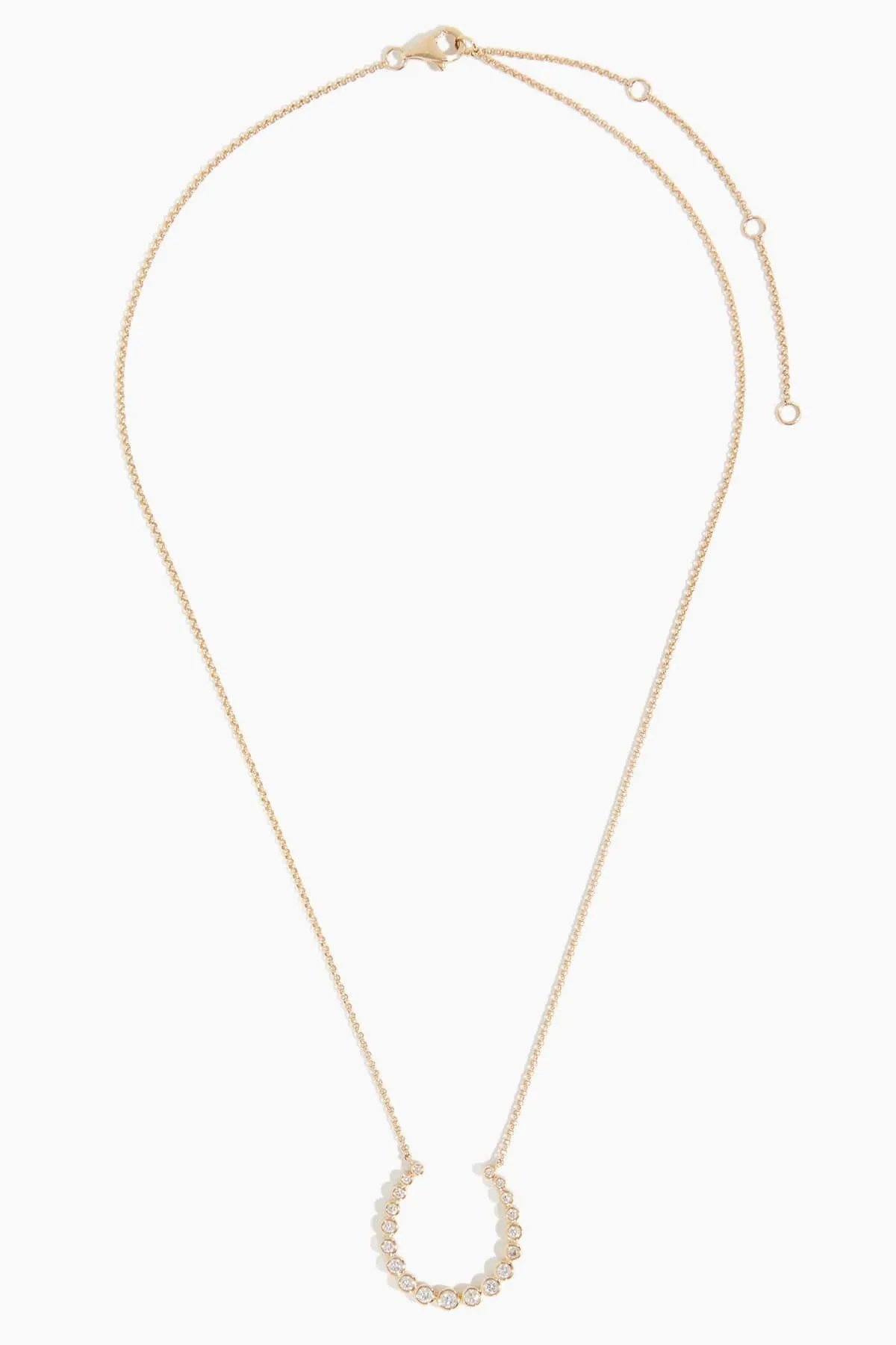 Diamond Bezel Horseshoe Necklace in 14k Yellow Gold