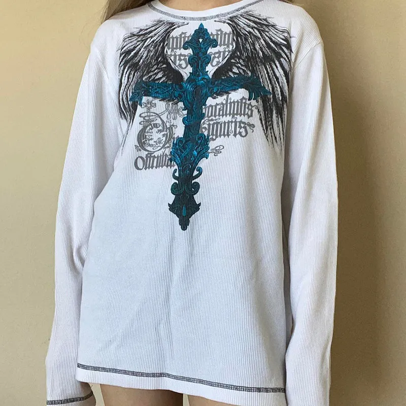 DressBetty - 00s Cross Wings Graphics Tee