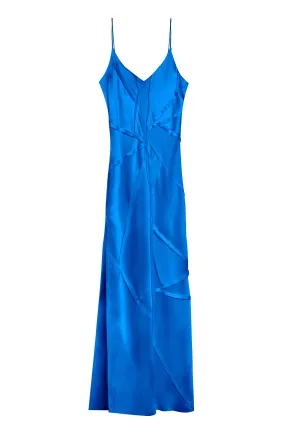 Elongated Recycled Dress with Slit - Marine