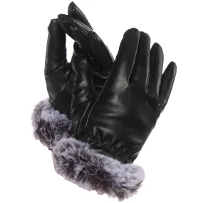 Faux Fur Touchscreen Leatherette Glove