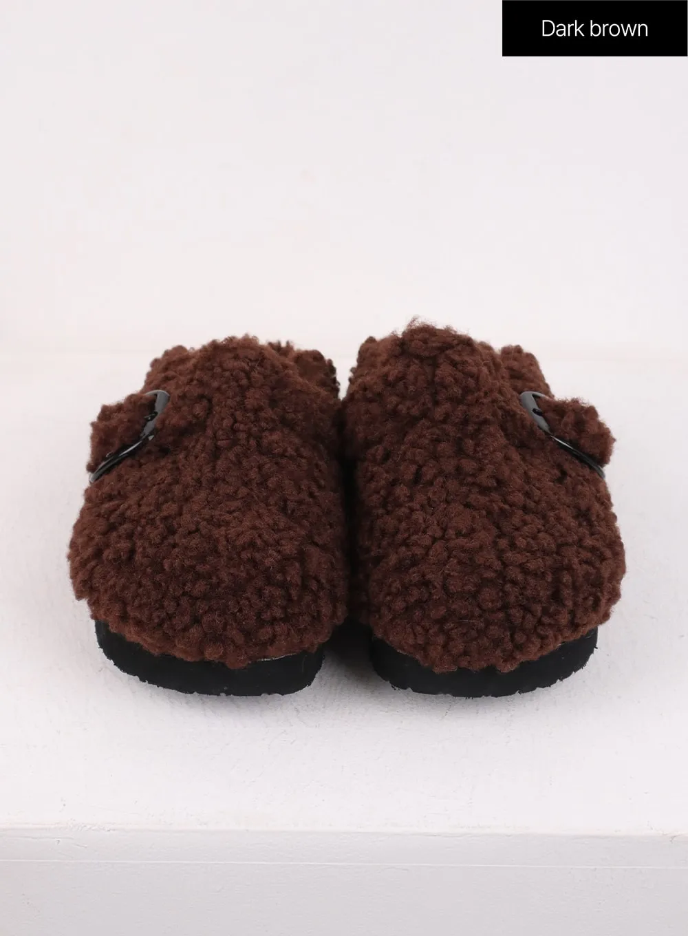 Faux Shearling Buckle Clogs CJ424