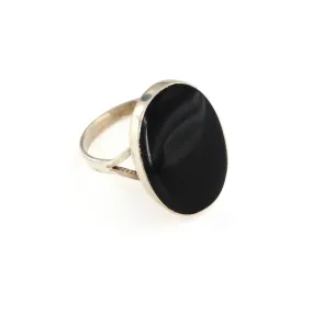 Fingerring, Stor Oval Onyx, sterlingsølv