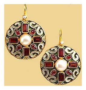 Garnet and Pearl Carousel Earrings