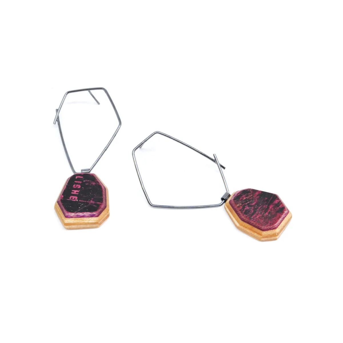 Geo G-Flat Dangle Earrings, Red Tones