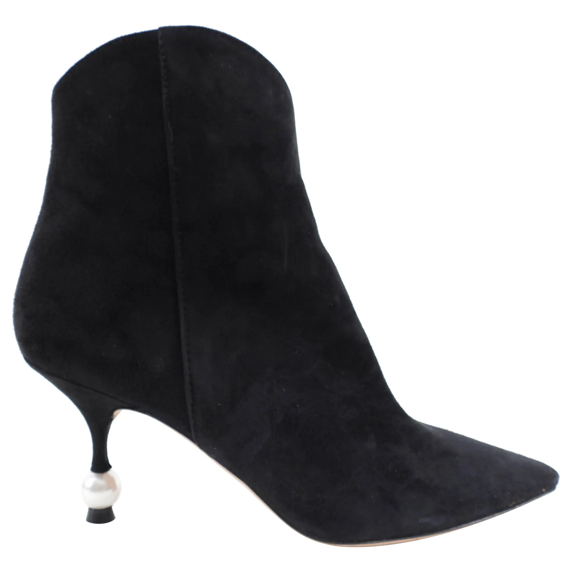 Giambattista Valli Black Suede Pearl Ankle Boots - 37