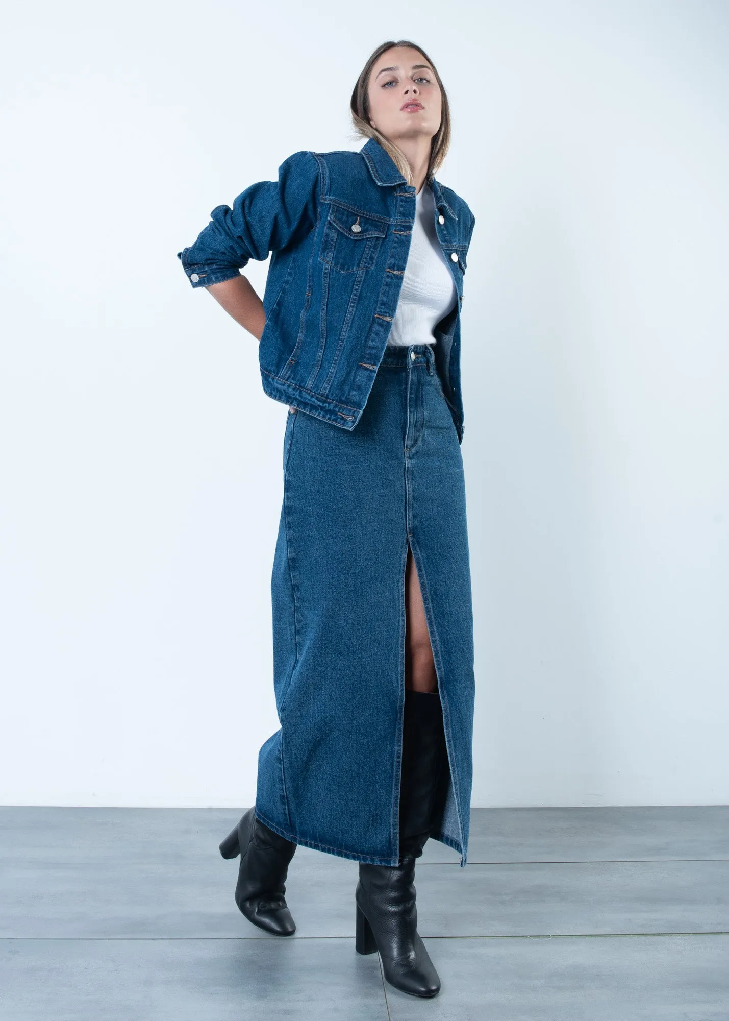 Gonna midi in denim