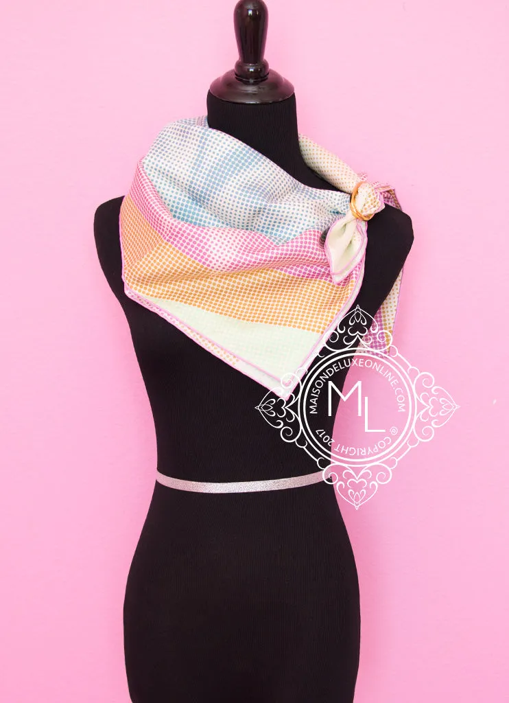 Hermes Blue Pink Twill Silk 90 cm Le saut H Scarf