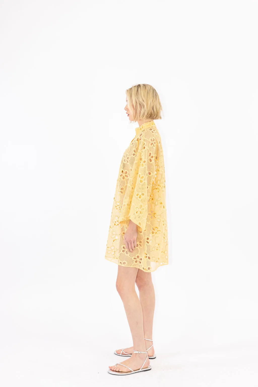 honey open florals mini caftan