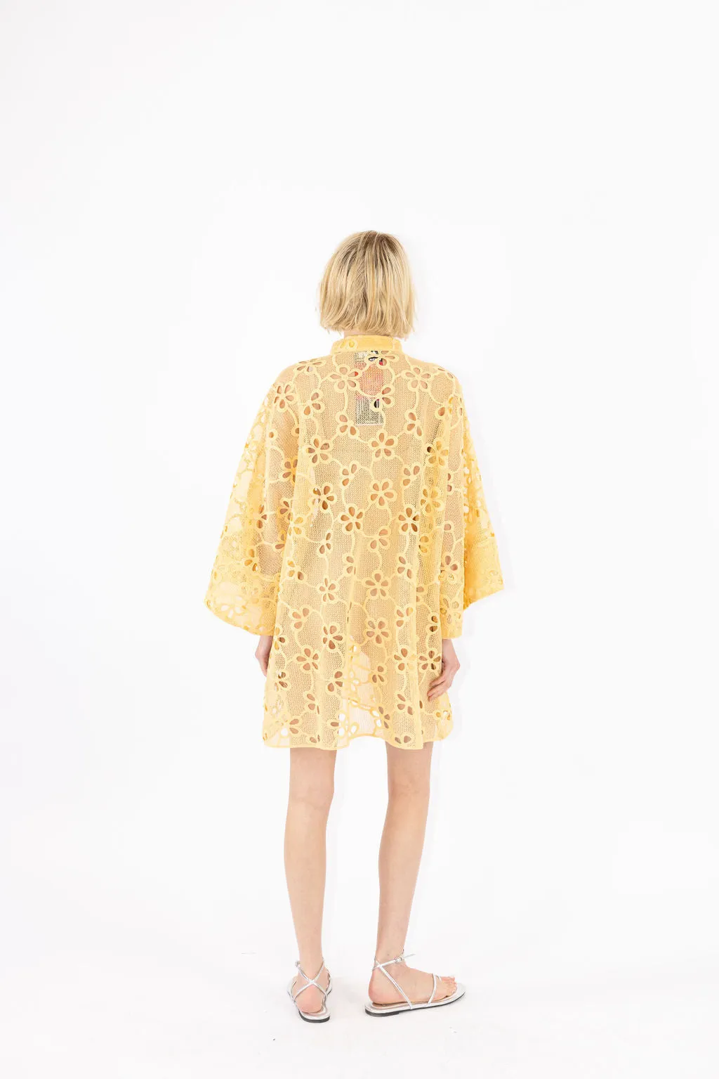 honey open florals mini caftan