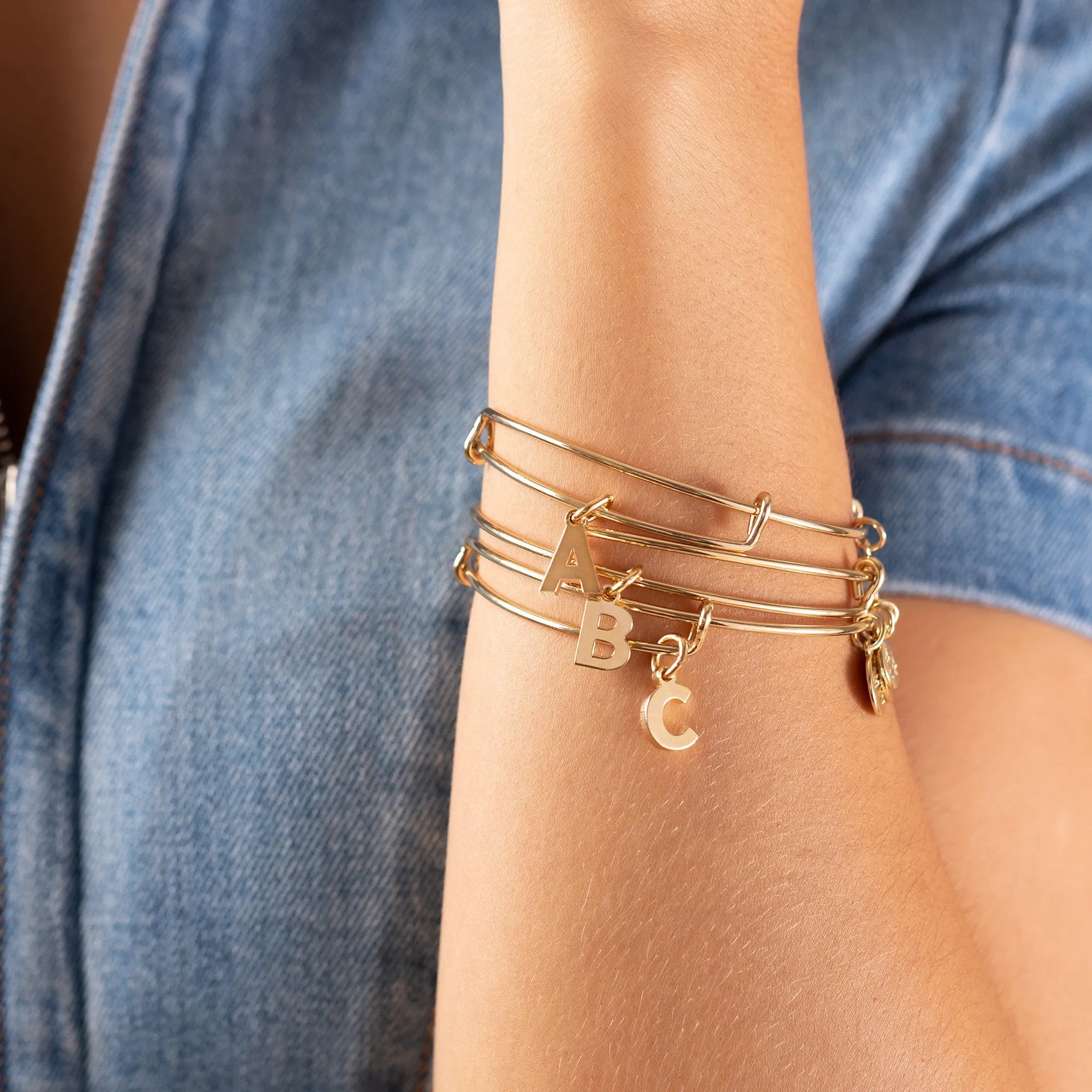 Initial S Charm Bangle