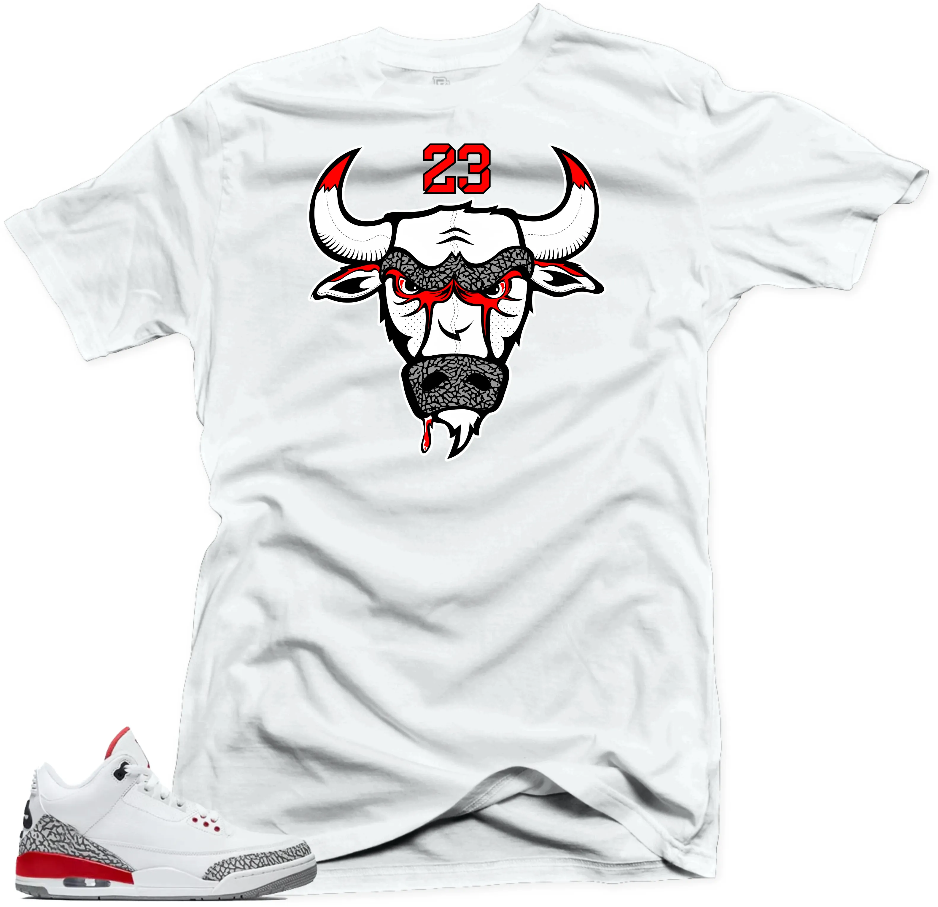 Jordan 3 Katrina Shirt-BULL 23 White Tee